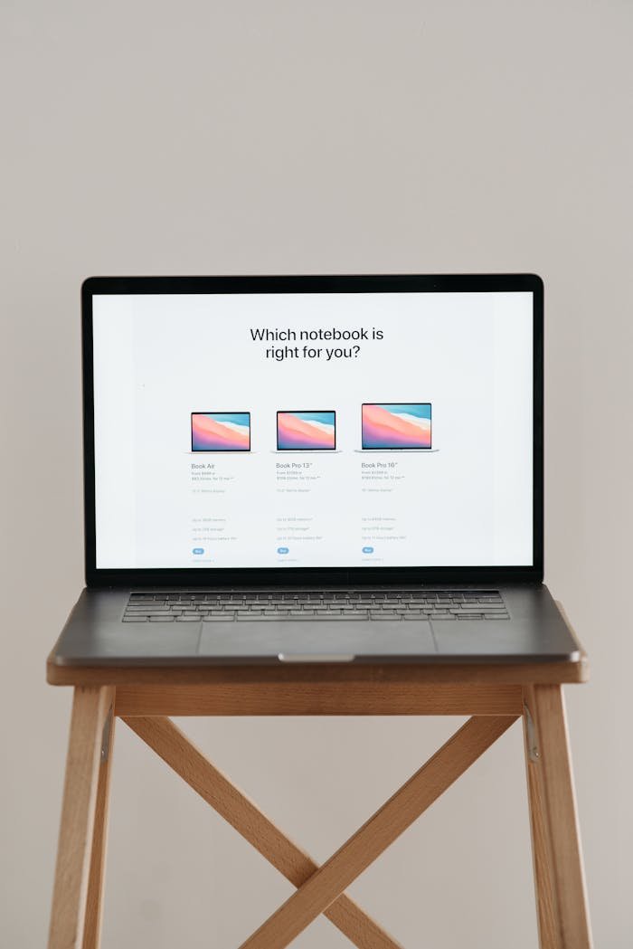 Laptop on Wooden Table